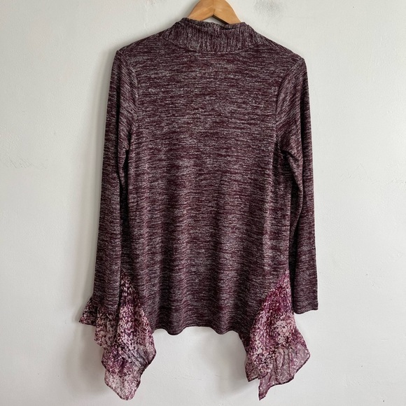 LOGO by Lori Goldstein Drape Front Space Dye Knit Cardigan - Picture 2 of 5